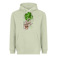Matcha skeleton hand with shamrock st patrick s day Heavyweight Hoodie - MaliasSmallBusiness