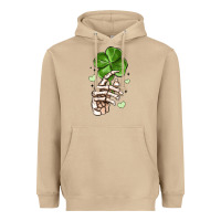 Mushroom skeleton hand with shamrock st patrick s day Heavyweight Hoodie - MaliasSmallBusiness