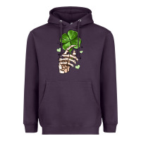 Plum skeleton hand with shamrock st patrick s day Heavyweight Hoodie - MaliasSmallBusiness