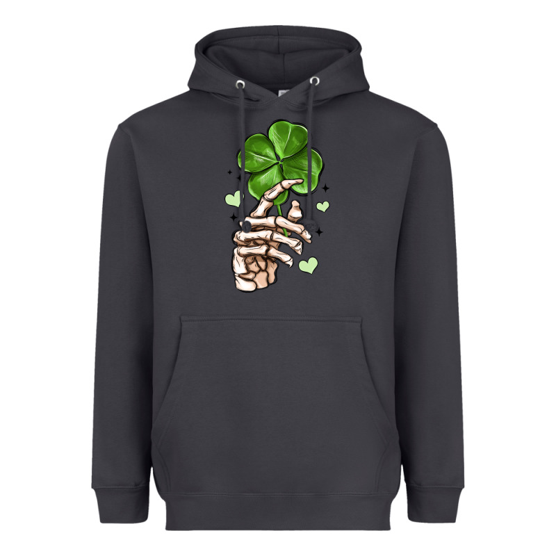 Skeleton Hand With Shamrock St Patrick S Day Heavyweight Hoodie by MaliasSmallBusiness | Teevron