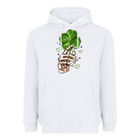 White skeleton hand with shamrock st patrick s day Heavyweight Hoodie - MaliasSmallBusiness