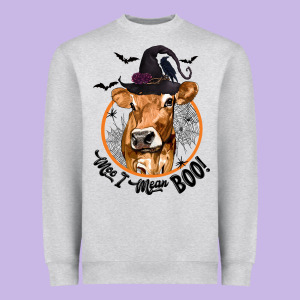 Halloween Cow Moo I Mean Boo Heavyweight Sweatshirt Designed By Texasbilliewilder