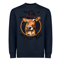 Navy Halloween Cow Moo I Mean Boo Heavyweight Sweatshirt - texasbilliewilder