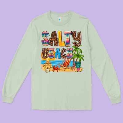 Salty Beach Long Sleeve Tee Designed By Adodesignshop