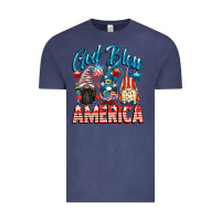 Vintage Denim God blessed America gnomes 4th of July Vintage Tee - CowGirlArtShop