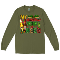 Army Green my christmas spirit is beer with beer bottles Long Sleeve Tee - AdoDesignShop