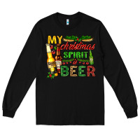 Black my christmas spirit is beer with beer bottles Long Sleeve Tee - AdoDesignShop