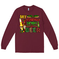 Burgundy my christmas spirit is beer with beer bottles Long Sleeve Tee - AdoDesignShop