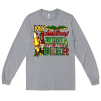 Heather Grey my christmas spirit is beer with beer bottles Long Sleeve Tee - AdoDesignShop