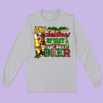 My Christmas Spirit Is Beer With Beer Bottles Long Sleeve Tee Designed By Adodesignshop