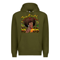 Army Green juneteenth 1865 black woman Premium Hoodie - LillyAllenDesigns