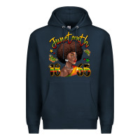 Navy juneteenth 1865 black woman Premium Hoodie - LillyAllenDesigns