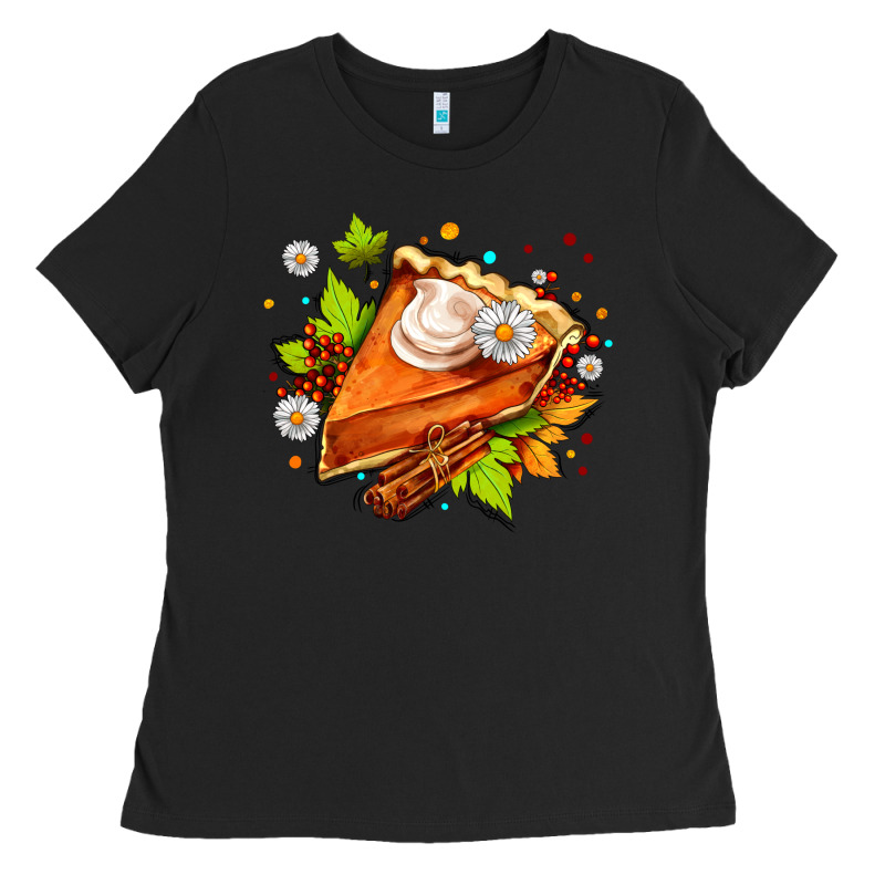Pumpkin Pie With Daisies And Cinnamon Ladies Tee by AdoDesignShop | Teevron