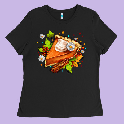 Pumpkin Pie With Daisies And Cinnamon Ladies Tee Designed By Adodesignshop