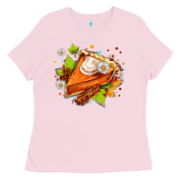 Bubblegum Pink pumpkin pie with daisies and cinnamon Ladies Tee - AdoDesignShop