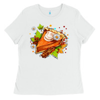 White pumpkin pie with daisies and cinnamon Ladies Tee - AdoDesignShop