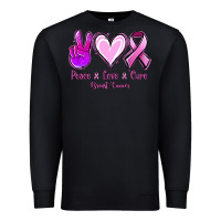 Black Peace love cure Breast Cancer Premium Sweatshirt - NancyCooperArtShop