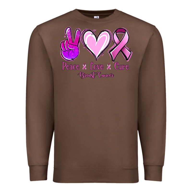Peace Love Cure Breast Cancer Premium Sweatshirt by NancyCooperArtShop | Teevron