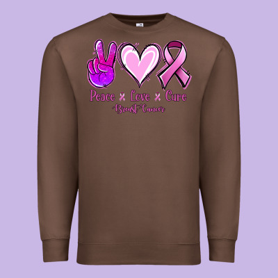 Peace Love Cure Breast Cancer Premium Sweatshirt Designed By Nancycooperartshop