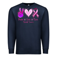 Navy Peace love cure Breast Cancer Premium Sweatshirt - NancyCooperArtShop