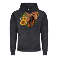 Vintage Black brahman bull with sunflowers Vintage Hoodie - RanaPortraitStore