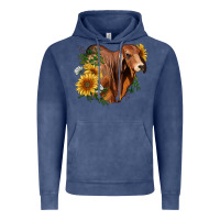Vintage Denim brahman bull with sunflowers Vintage Hoodie - RanaPortraitStore
