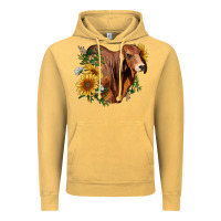 Vintage Mustard brahman bull with sunflowers Vintage Hoodie - RanaPortraitStore