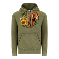 Brahman Bull With Sunflowers Vintage Hoodie | Teevron