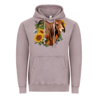 Vintage Zinc brahman bull with sunflowers Vintage Hoodie - RanaPortraitStore