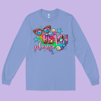 Beach Please Long Sleeve Tee Designed By Adodesignshop