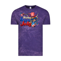 Cloud Purple Happy 4th of July cow Vintage Tee - CowGirlArtShop