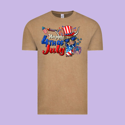 Happy 4th Of July Cow Vintage Tee Designed By Cowgirlartshop