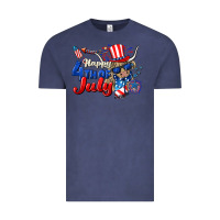 Vintage Denim Happy 4th of July cow Vintage Tee - CowGirlArtShop