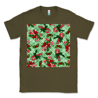 Army Green christmas candy cane seamless pattern Classic Tee - BundleAndBundleShop