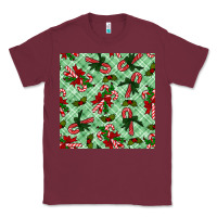 Burgundy christmas candy cane seamless pattern Classic Tee - BundleAndBundleShop