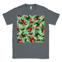 Charcoal Heather christmas candy cane seamless pattern Classic Tee - BundleAndBundleShop