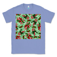 Colony Blue christmas candy cane seamless pattern Classic Tee - BundleAndBundleShop