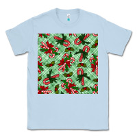 Dusty Blue christmas candy cane seamless pattern Classic Tee - BundleAndBundleShop