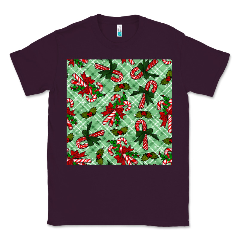 Christmas Candy Cane Seamless Pattern Classic Tee by BundleAndBundleShop | Teevron