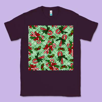 Christmas Candy Cane Seamless Pattern Classic Tee Designed By Bundleandbundleshop