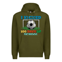 Army Green i kicked 100 days of school Premium Hoodie - LillyAllenDesigns