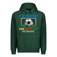 Sports Green i kicked 100 days of school Premium Hoodie - LillyAllenDesigns