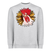 Heather Grey sunflower with rooster Heavyweight Sweatshirt - RanaPortraitStore