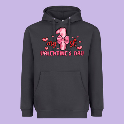 My First Valentines Day Heavyweight Hoodie Designed By Maliassmallbusiness