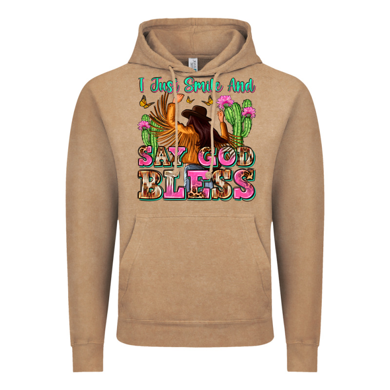 I Just Smile And Say God Bless Vintage Hoodie by Zillion Design Studio | Teevron