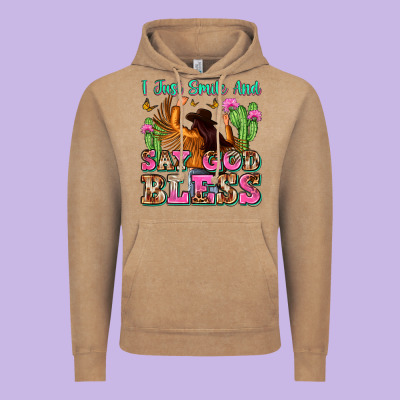 I Just Smile And Say God Bless Vintage Hoodie Designed By Zillion Design Studio