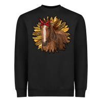 Black sunflower with horse Heavyweight Sweatshirt - RanaPortraitStore