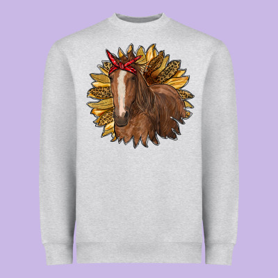 Sunflower With Horse Heavyweight Sweatshirt Designed By Ranaportraitstore