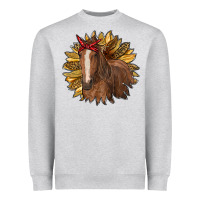 Heather Grey sunflower with horse Heavyweight Sweatshirt - RanaPortraitStore