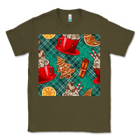 Army Green christmas hot chocolate and cookie seamless pattern Classic Tee - BundleAndBundleShop